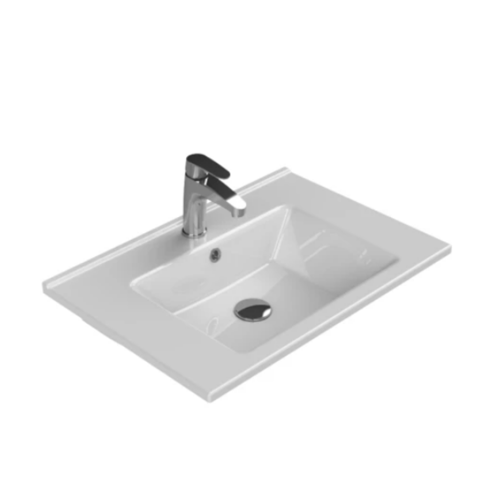 Cerastyle Arte 65x45 cm etajerli lavabo turkuaz renk modern banyo lavabosu